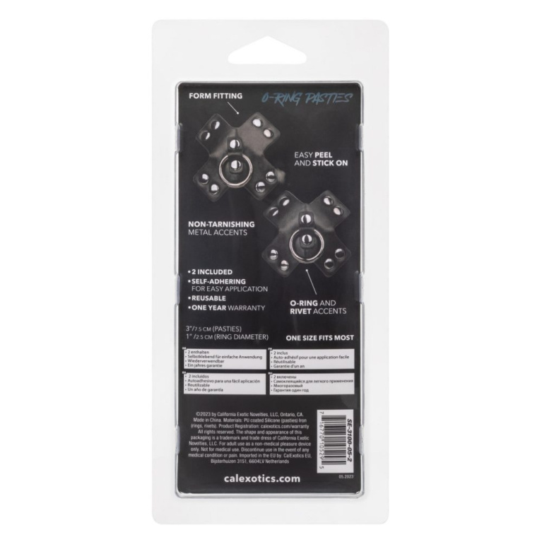 CEN - Euphoria 皮製圓形拉環十字乳貼 - 黑色 照片