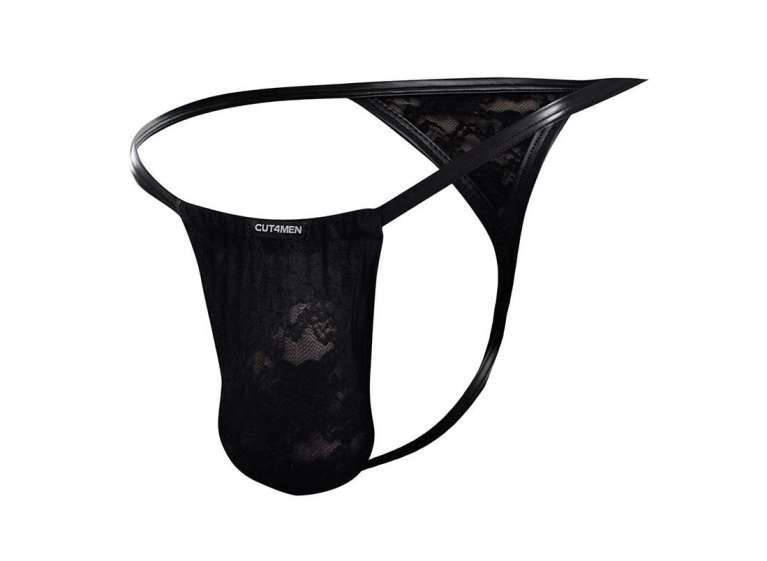 Cut4men - 男士蕾絲丁字褲 - 黑色 - 細/中碼 照片