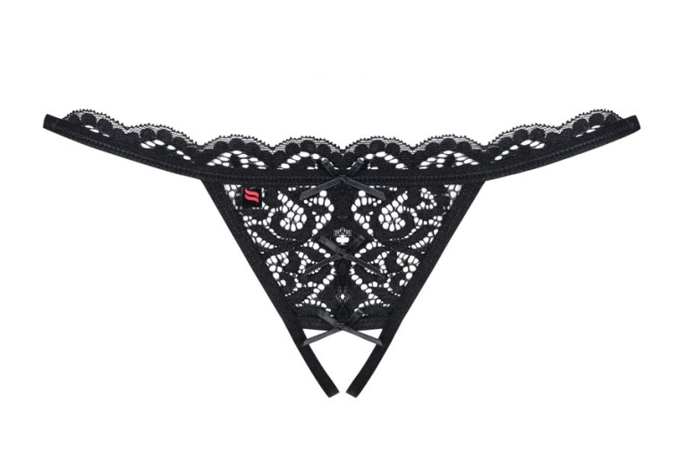 Obsessive - 831-THC-1 Crotchless Thong - Black - L/XL photo