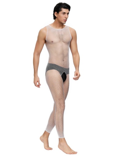 Ohyeah - Male Fishnet Bodystocking - White photo