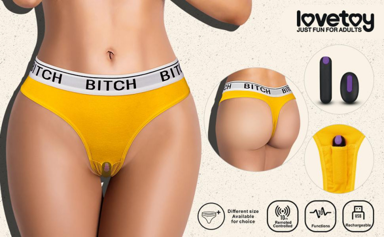 Lovetoy - Bitch Vibrating Panties M - Yellow photo