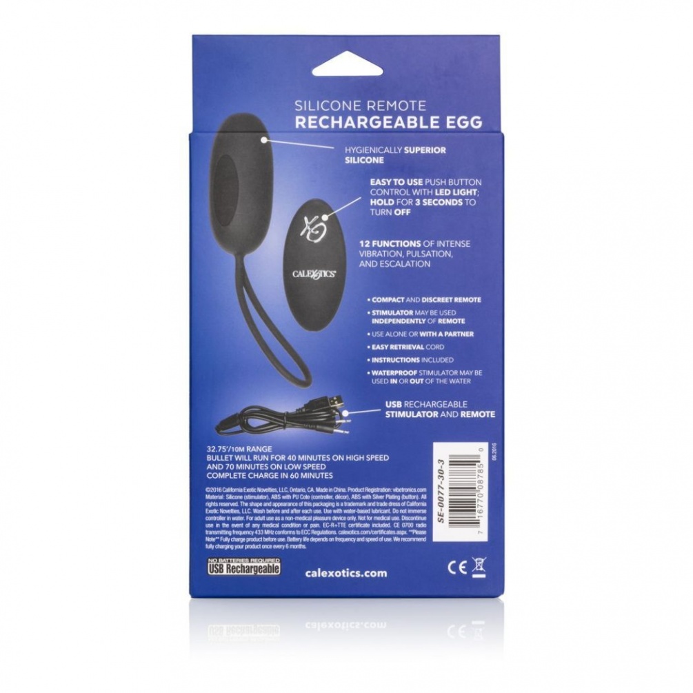 Tantalize and tease your sweet spots with the Silicone Remot... CEN - Remote Rechargeable Egg - Black photo-12