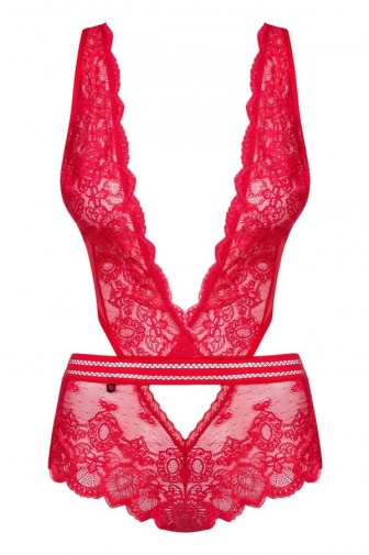 Obsessive - 853-TED-3 蕾丝连身衣 - 红色 - S/M 照片