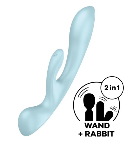 Satisfyer - Triple Oh Rabbit Vibrator - Light Blue photo