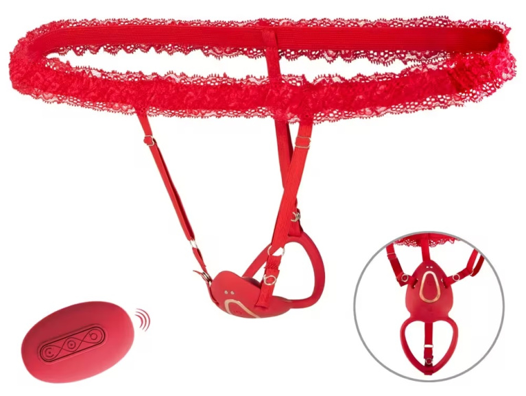 You2Toys - Lay-On Strap Vibro Set - Red 照片