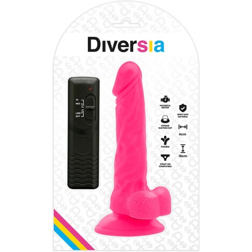 Diversia - 彈性震動假陽具 18厘米 - 粉紅色 照片