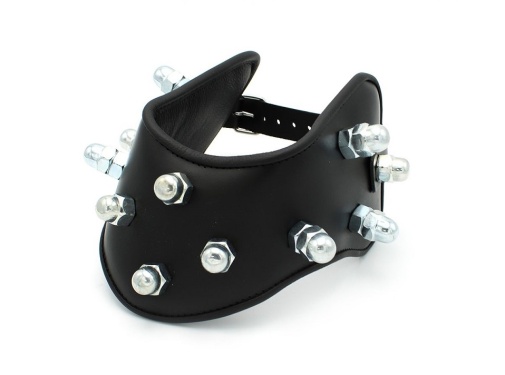 Kiotos - Spikey Nuts Leather Collar - Black 照片