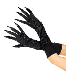 Leg Avenue - Rhinestone Claw Gloves - Black 照片