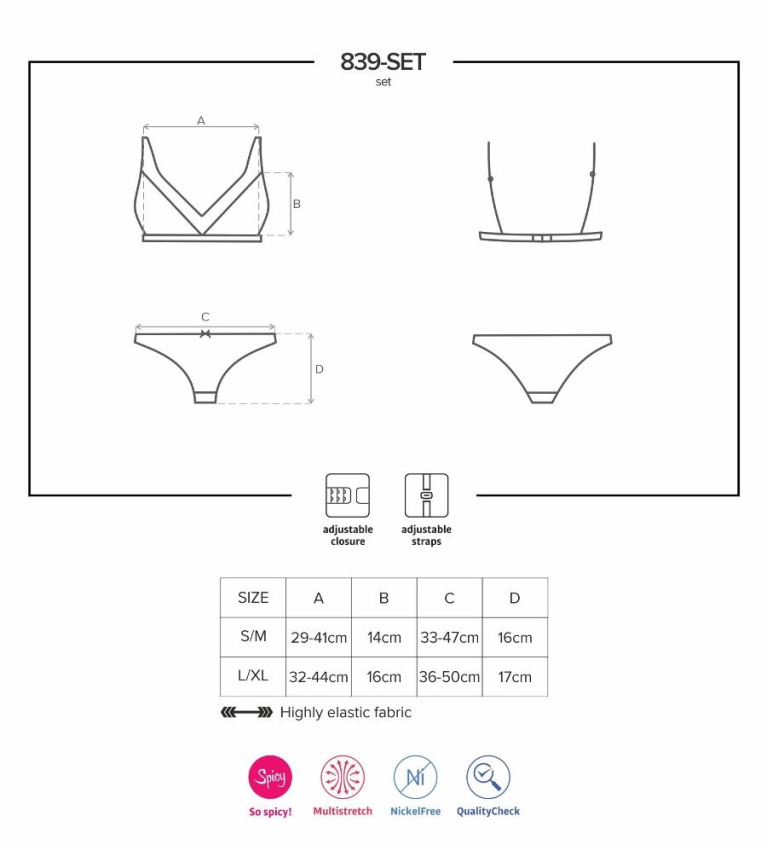 Obsessive - 839-SET-1 內衣 2件裝 - 黑色 - L/XL 照片