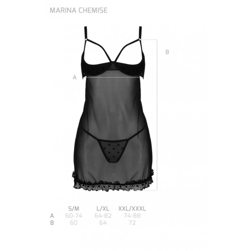 Passion - Marina Chemise - Black - L/XL photo