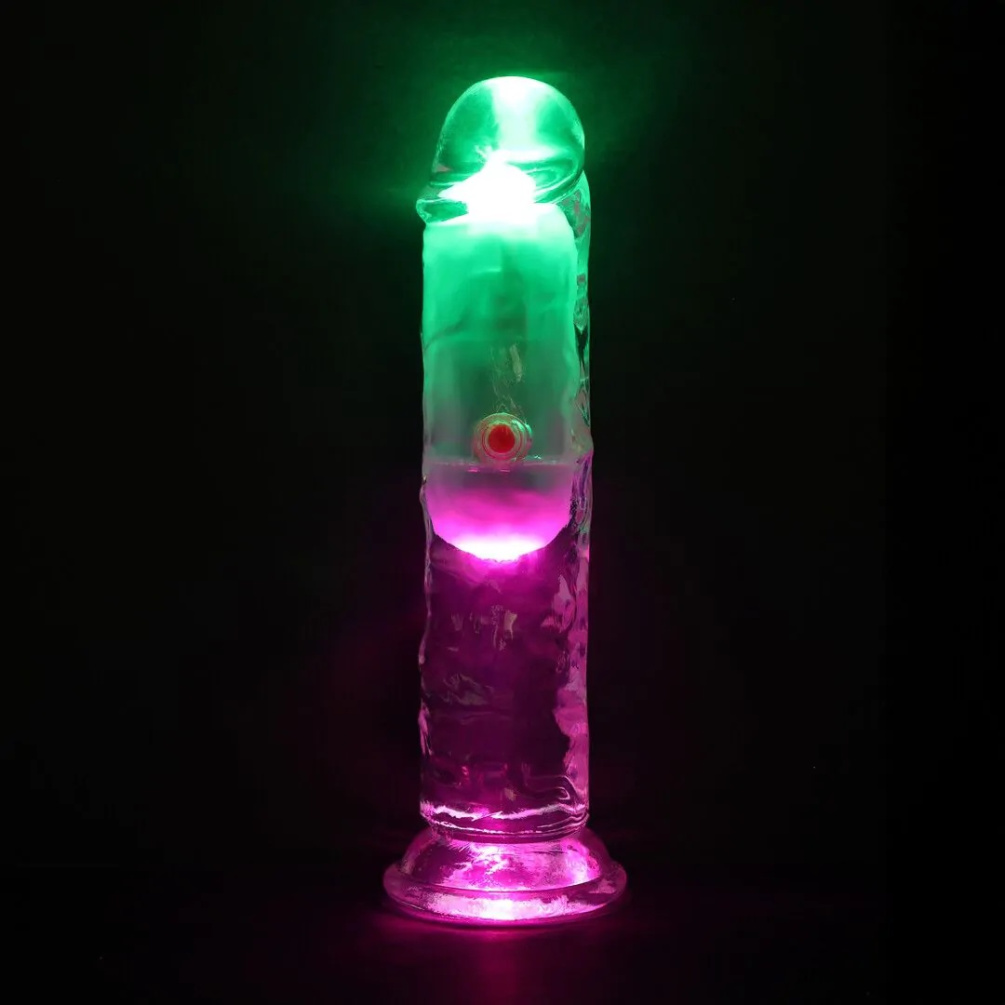 RealRock - 6" LED Vibro Dildo - Clear 照片-11