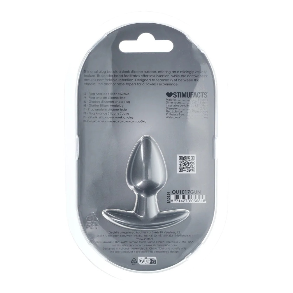 The 2.6’’ / 6,5 cm Ouch! Small Anal Plug with its beautiful ... Ouch - Smooth Anal Plug S - Gunmetal photo-4