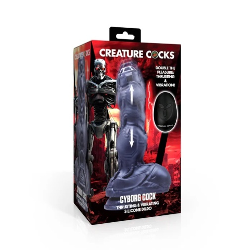 Creature Cocks - Cyborg Thrusting Vibro Dildo - Silver photo