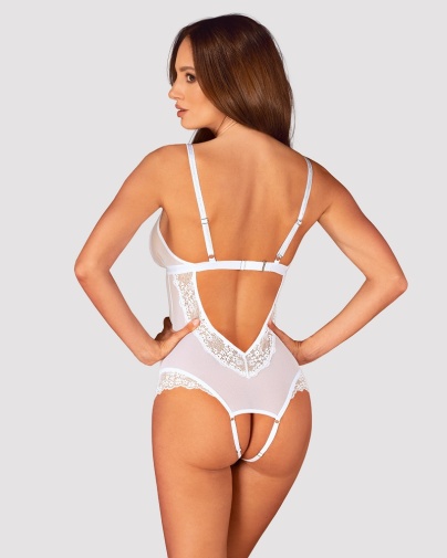 Obsessive - Heavenlly Crotchless Teddy - White - XS/S photo