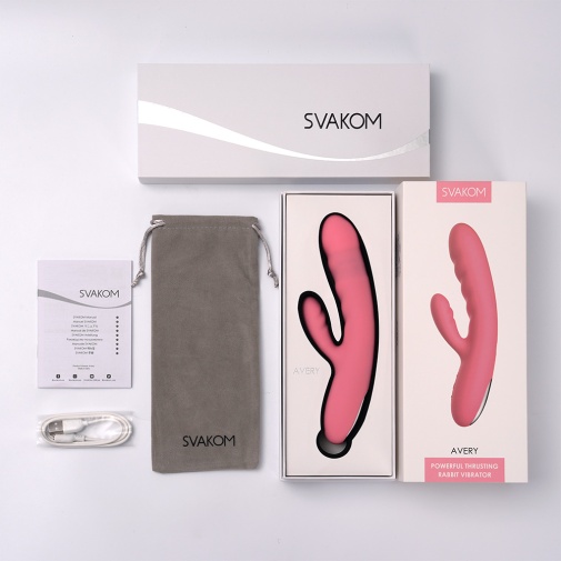 SVAKOM - Avery Thrusting Rabbit Vibrator - Strawberry Pink 照片