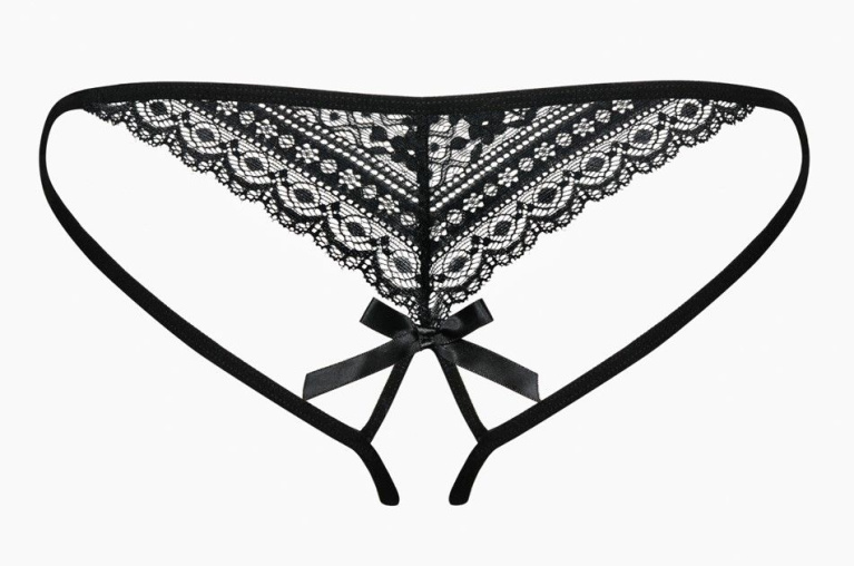 Obsessive - Picantina Crotchless Thong - Black - L/XL photo