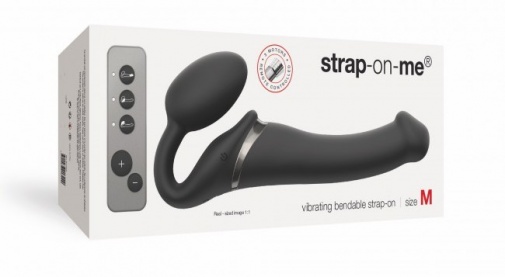 Strap-On-Me - 遥控震动免束带穿戴式仿真阳具 中码 - 黑色 照片