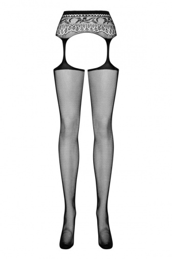 Obsessive - S307 Garter Stockings - Black - XL/XXL photo