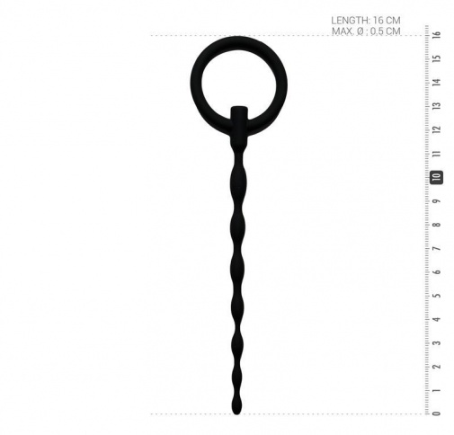 Sinner Gear - Silicone Penis Plug w Pull Ring - Black photo