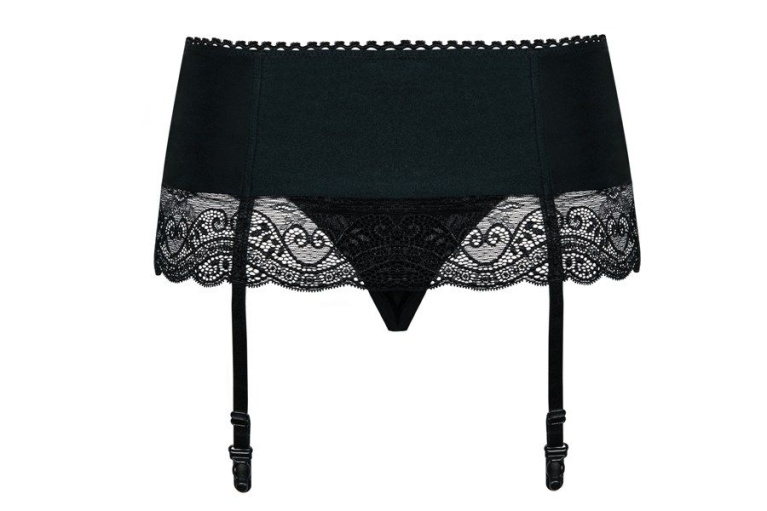 Obsessive - Miamor Garter Belt & Thong - Black - L/XL photo