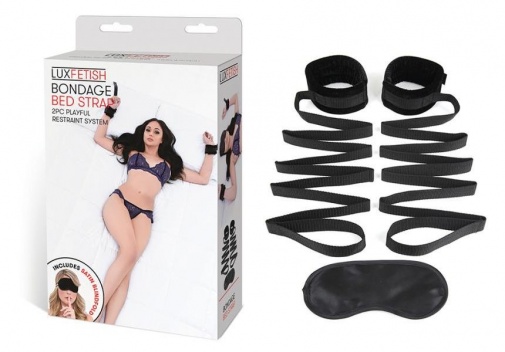 Lux Fetish - Bed Strap & Eye Mask - Black photo