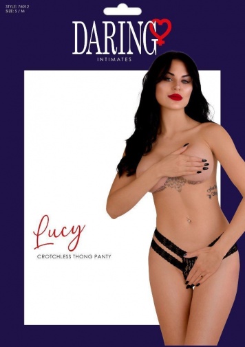 Daring - Lucy Crotchless Thong - Black - S/M photo