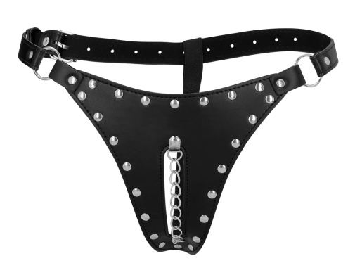 Ouch - Xtreme Chastity Thong w Chain - Black 照片