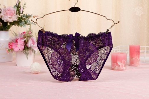 SB - 开裆蕾丝内裤 - 紫色 照片