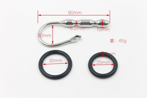 MT - Urethral Sound with Penis Ring 90mm photo