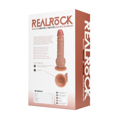 RealRock - 8" 抽插震動仿真假陽具 連陰囊 - 焦糖色 照片