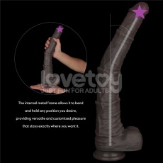 Lovetoy 16" 雙層皮膚矽膠製仿真陽具 大碼  - 黑色 照片