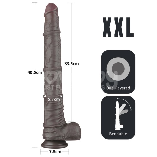 Lovetoy - 16" Dual Layered King Sized Cock - Black photo