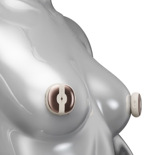 Qingnan - Wireless Vibro Nipple Clamps #3 - Beige photo