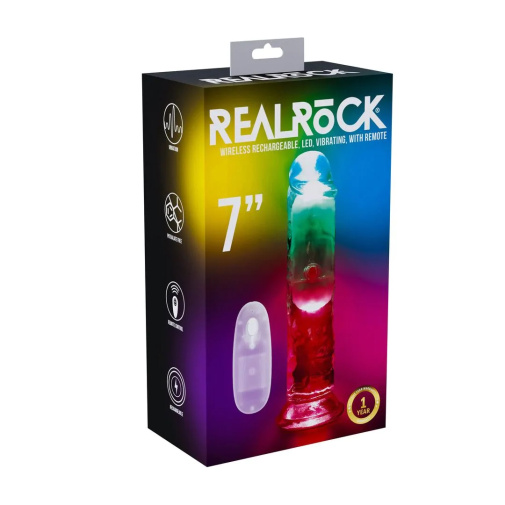 RealRock - 7" LED Vibro Dildo - Clear 照片