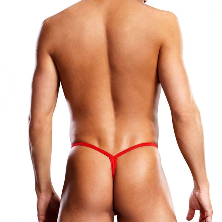 Blueline - Microfiber V-String with Metal Rings Red - L/XL photo