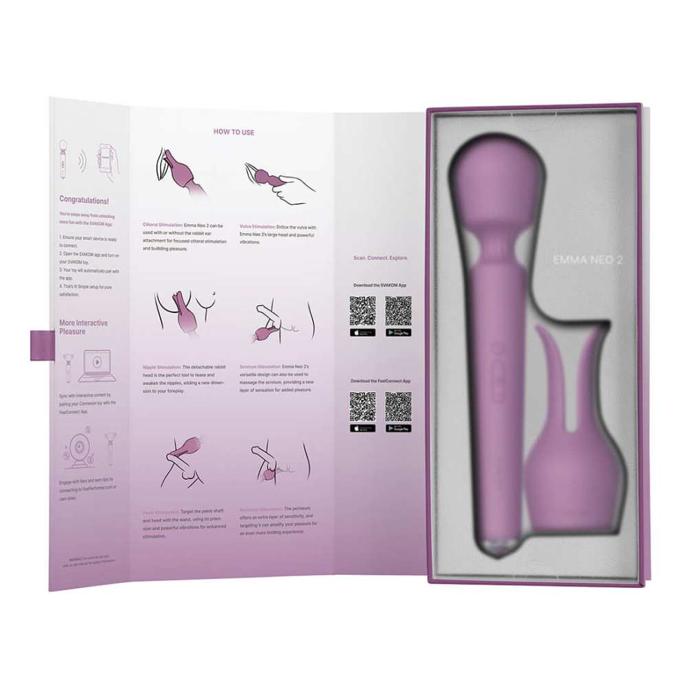 SVAKOM - Emma Neo 2 APP智能遥控&互动按摩棒 - 浪漫粉紫 照片-15