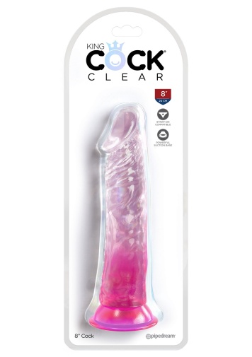 King Cock - 8" 仿真透明假陽具 - 粉紅色 照片