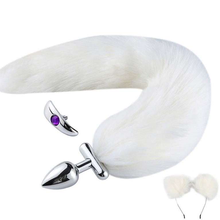 MT- 猫耳及螺丝组装猫尾后庭塞 - 白色 照片