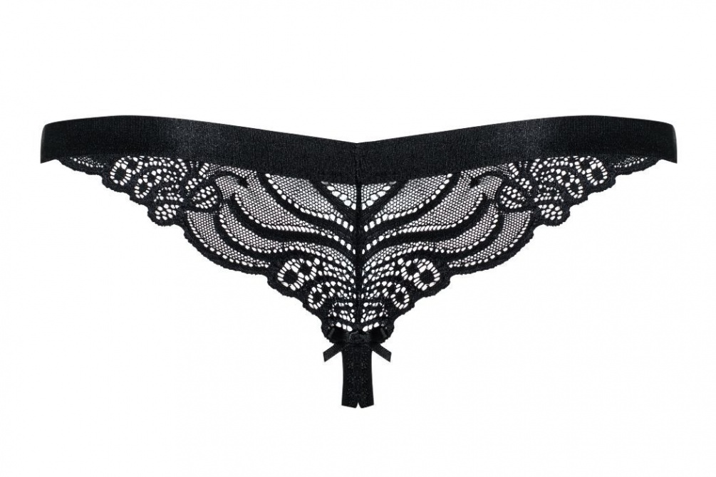 Wanna surprise your lover with something incredibly hot and ... Obsessive - 828-THC-1 Crotchless Thong - Black - L/XL photo-8