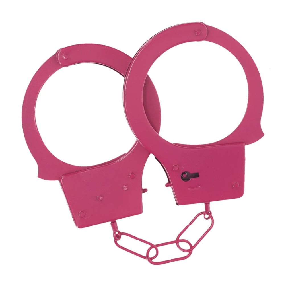 Enhance your intimate moments with these playful, metal hand... Ouch - Classic Metal Hand Cuffs - Pink photo-2