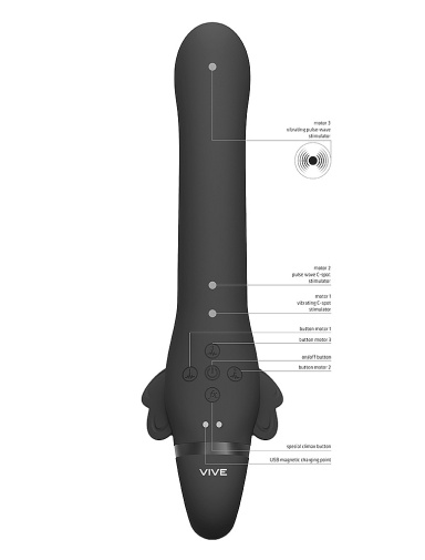 Vive - Satu Pulse 免束帶穿戴式脈衝震動陽具 - 黑色 照片