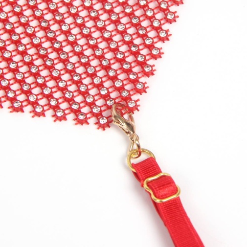 Ohyeah - Chain Heart Mesh Bra Set - Red - M 照片