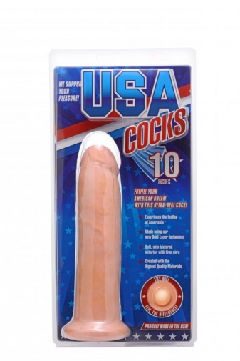 USA Cocks - 10" 超像真雙層仿真陽具 - 肉色 照片