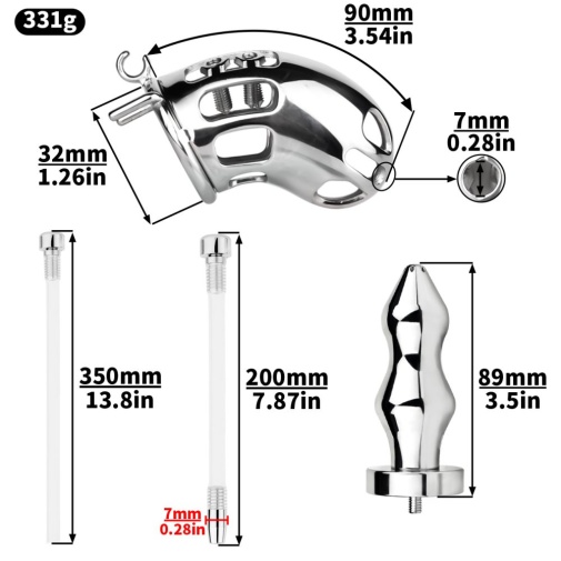 FAAK - Metal Chastity Cage w Catheter & Plug 照片