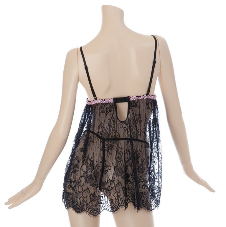 Costume Garden - GB-359 蕾絲吊帶套裝連丁字褲 - 黑色 照片