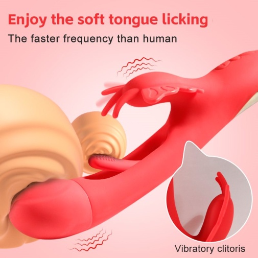 Secwell - Butterfly Flicking Rabbit Vibrator - Red 照片