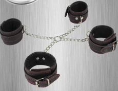 XFBDSM - Bondage Leather Wrist and Ankle Cuffs - Black photo