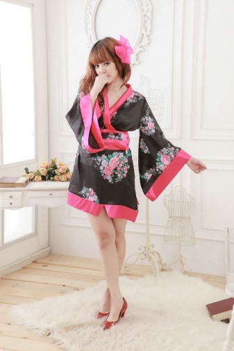 SB - Kimono S124 - Black/Pink photo