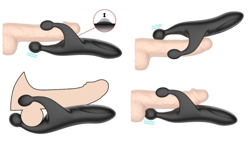 Secwell - Triple Tapping Penis Vibrator - Black photo