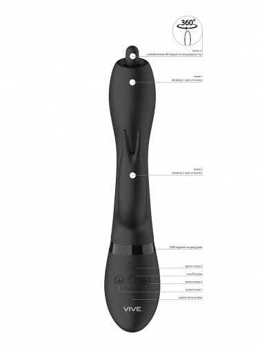 Vive - Nilo Pinpoint Rabbit Vibrator - Black photo